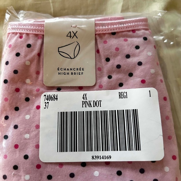 HIGH CUT BRIEFS, COTTON SPANDEX, PINK DOT, SIZE 4X, DéESSE COLLECTION for ADDITI - Picture 3 of 6